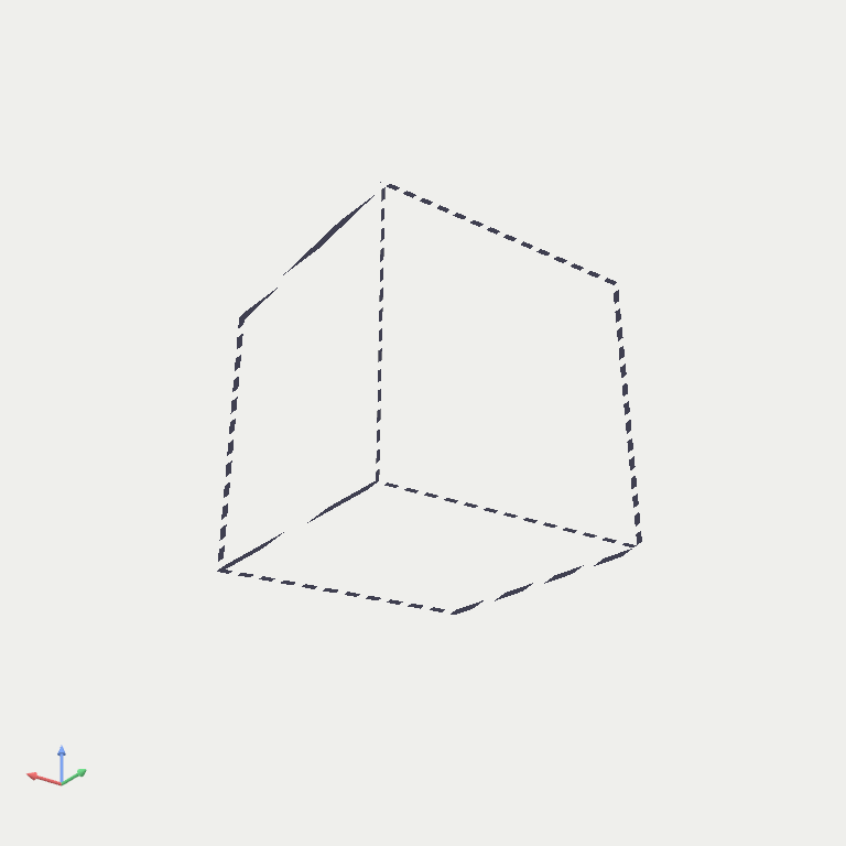 Occluded edges, dashed.